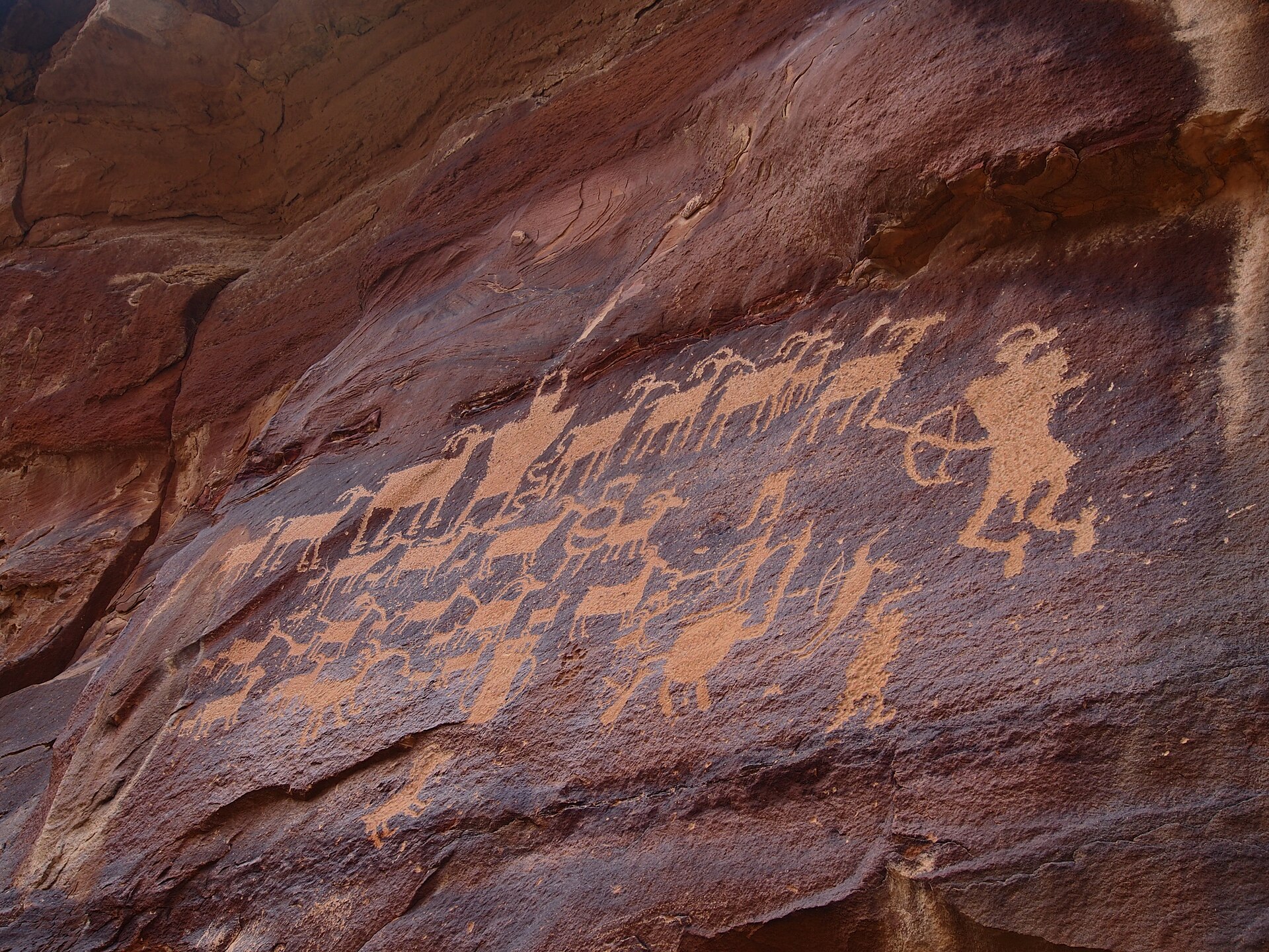 Fremont hunt-scene petroglyph in Nine Mile Canyon near Price, Utah